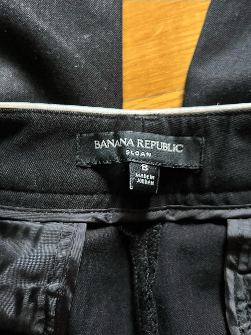 Banana Republic Black Sloan Dress Pants with Subtle White Trim - Size 8